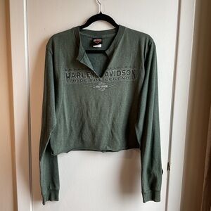 Harley-Davidson Green Cropped Polo Sweatshirt